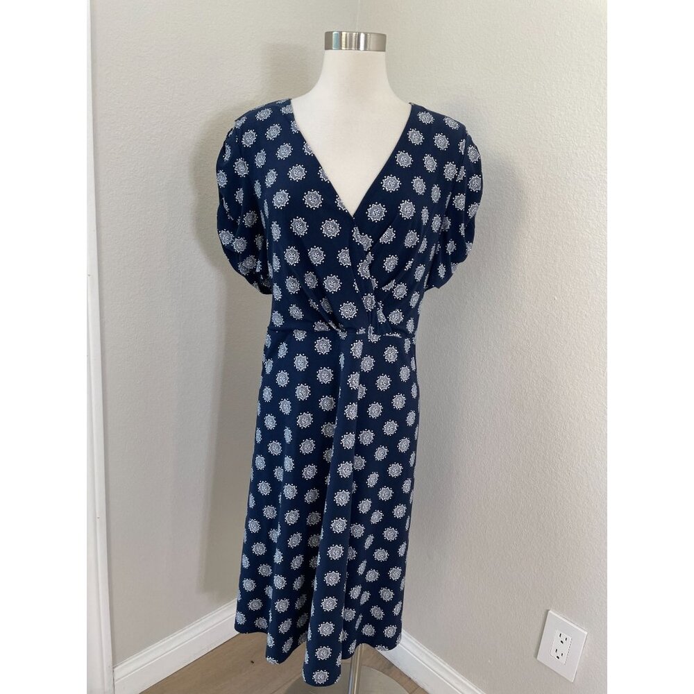 Tommy Hilfiger Womens 14W Floral V Neck‎ Stretch Dress Short Sleeve